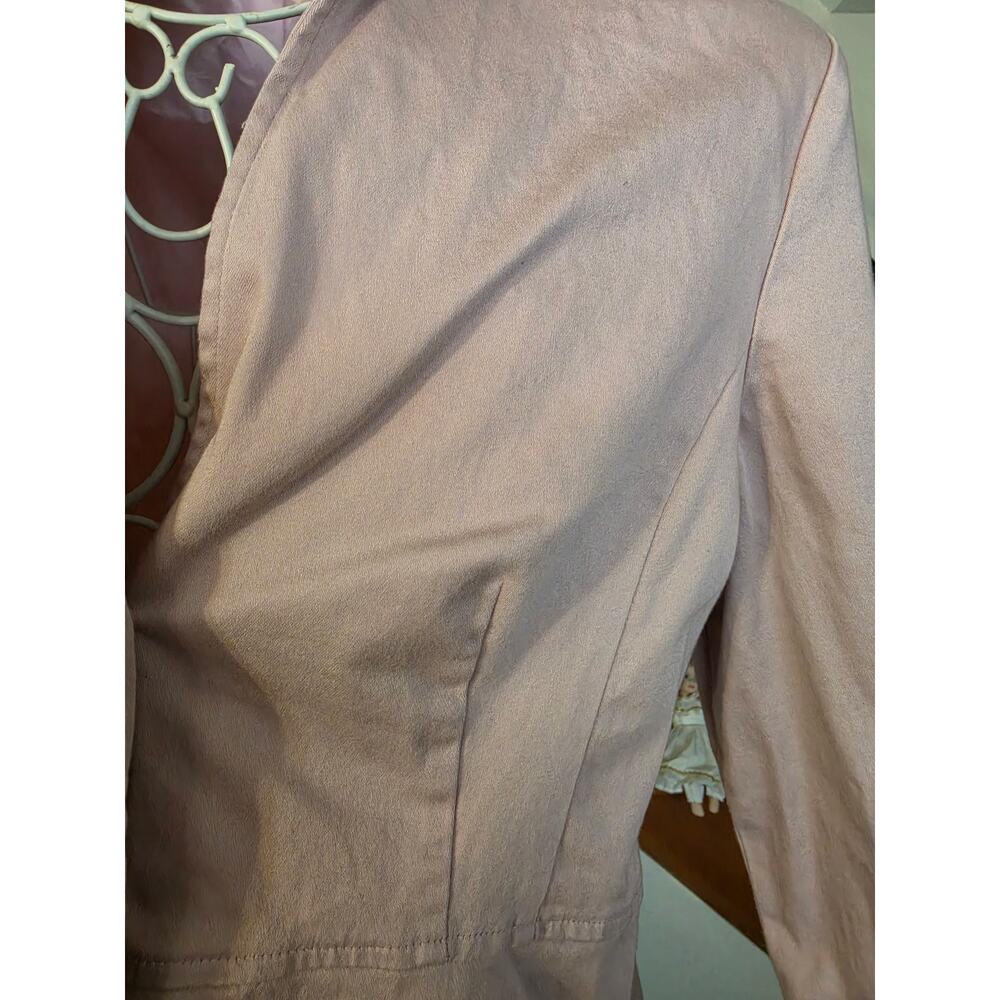 Vintage Mandee Y2K Dusty Pink Mandarin Collar Blazer Jacket Peplum Coquette - Picture 4 of 10